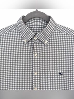 Vineyard Vines Tucker Shirt Men’s Large Gray Gingham 100% Cotton Classic Fit